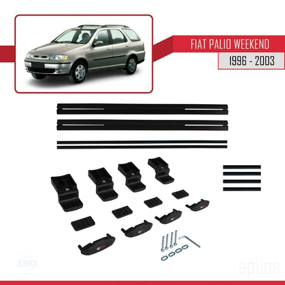 Compatible avec Fiat Palio (178) Weekend 1996-2003 BASIC Model Barres de Toit Railing Porte-Bagages de Voiture Noir Aluminium 2 Barres