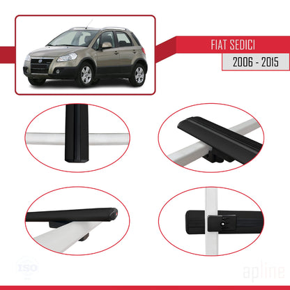 Compatible avec Fiat Sedici 2006-2015 BASIC Model Barres de Toit Railing Porte-Bagages de Voiture Noir Aluminium 3 Barres