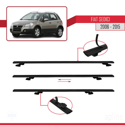 Compatible avec Fiat Sedici 2006-2015 BASIC Model Barres de Toit Railing Porte-Bagages de Voiture Noir Aluminium 3 Barres