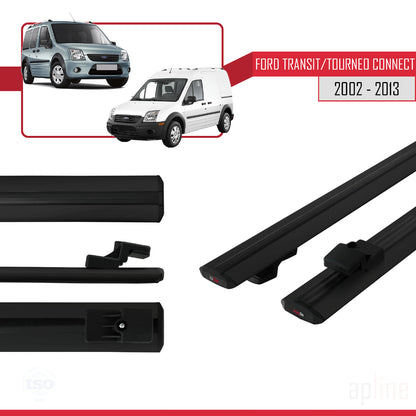 Compatible avec Ford Transit/Tourneo Connect 2002-2013 BASIC Model Barres de Toit Railing Porte-Bagages de Voiture Noir Aluminium 2 Barres