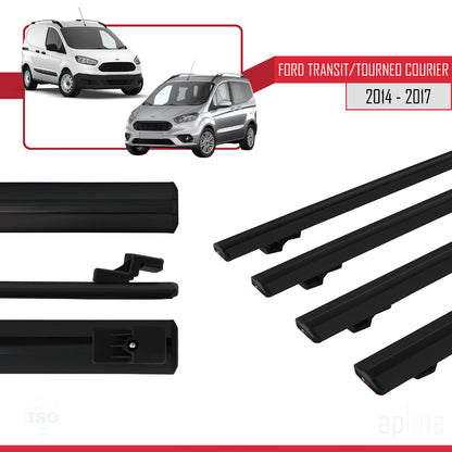 Compatible avec Ford Transit/Tourneo Courier Pre-Facelift 2014-2017 BASIC Model Barres de Toit Railing Porte-Bagages de Voiture Noir Aluminium 4 Barres