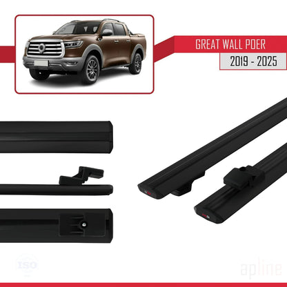 Compatible with Great Wall Poer 2019-2025 BASIC Model Car Roof Rack Cross Bar Black Aluminium 2 Bars