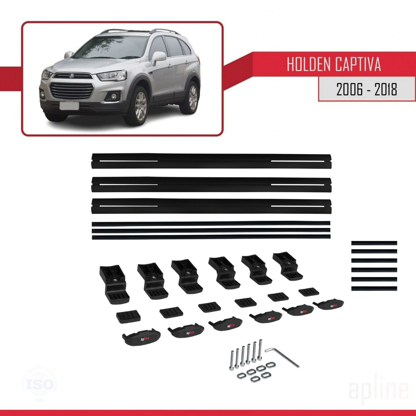 Compatible with Holden Captiva 2006-2018 BASIC Model Car Roof Rack Cross Bar Black Aluminium 3 Bars