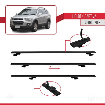 Compatible with Holden Captiva 2006-2018 BASIC Model Car Roof Rack Cross Bar Black Aluminium 3 Bars