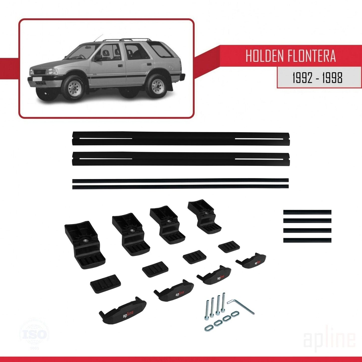 Compatible with Holden Frontera 1992-1998 BASIC Model Car Roof Rack Cross Bar Black Aluminium 2 Bars