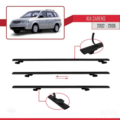 Compatible avec Kia Carens Post-Facelift 2002-2006 BASIC Model Barres de Toit Railing Porte-Bagages de Voiture Noir Aluminium 3 Barres