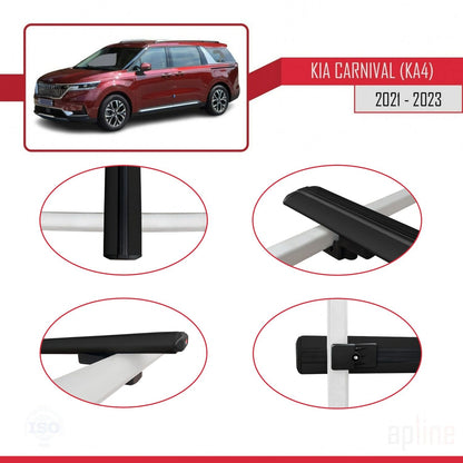 Compatible with Kia Carnival 4 (KA4) 2021-2023 BASIC Model Car Roof Rack Cross Bar Black Aluminium 2 Bars