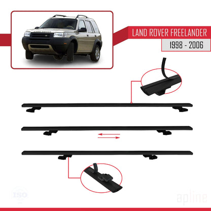 Compatible with Land Rover Freelander (L314) 1998-2006 BASIC Model Car Roof Rack Cross Bar Black Aluminium 3 Bars