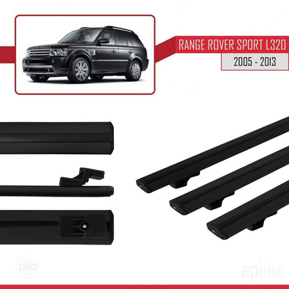 Compatible avec Land Rover Range Rover Sport (L320) 2005-2013 BASIC Model Barres de Toit Railing Porte-Bagages de Voiture Noir Aluminium 3 Barres