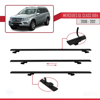 Compatible avec Mercedes Classe GL (X164) 2006-2012 BASIC Model Barres de Toit Railing Porte-Bagages de Voiture Noir Aluminium 2 Barres