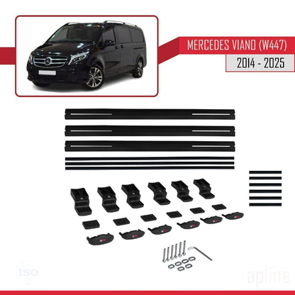 Compatible with Mercedes Viano 3 (W447) 2014-2025 BASIC Model Car Roof Rack Cross Bar Black Aluminium 3 Bars