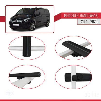 Compatible with Mercedes Viano 3 (W447) 2014-2025 BASIC Model Car Roof Rack Cross Bar Black Aluminium 2 Bars