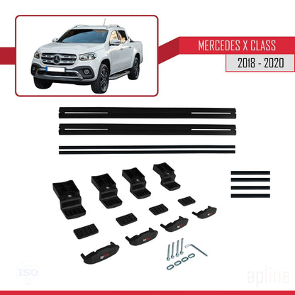 Compatible avec Mercedes Classe X (470) 2018-2020 BASIC Model Barres de Toit Railing Porte-Bagages de Voiture Noir Aluminium 2 Barres