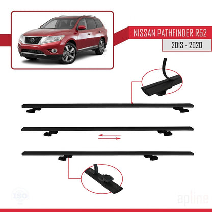 Compatible avec Nissan Pathfinder 4 (R52) 2013-2020 BASIC Model Barres de Toit Railing Porte-Bagages de Voiture Noir Aluminium 3 Barres