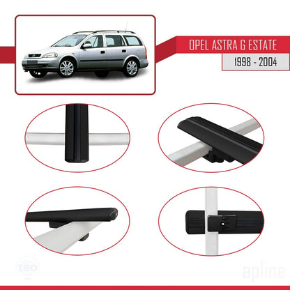 Compatible avec Opel Astra G (T98) Break 1998-2004 BASIC Model Barres de Toit Railing Porte-Bagages de Voiture Noir Aluminium 3 Barres