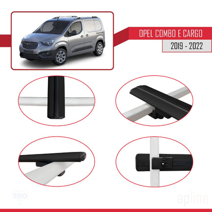 Compatible avec Opel Combo E Cargo 2019-2022 BASIC Model Barres de Toit Railing Porte-Bagages de Voiture Noir Aluminium 3 Barres