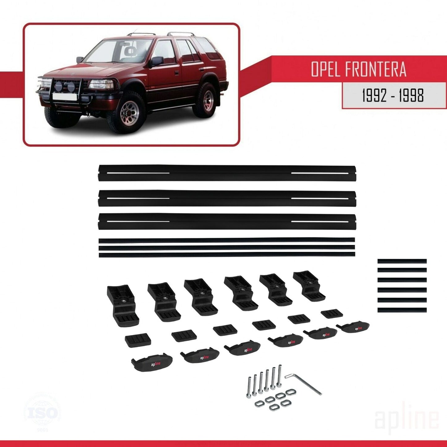 Compatible avec Opel Frontera 1992-1998 BASIC Model Barres de Toit Railing Porte-Bagages de Voiture Noir Aluminium 3 Barres