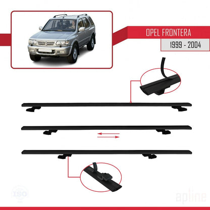 Compatible avec Opel Frontera 2 1999-2004 BASIC Model Barres de Toit Railing Porte-Bagages de Voiture Noir Aluminium 3 Barres