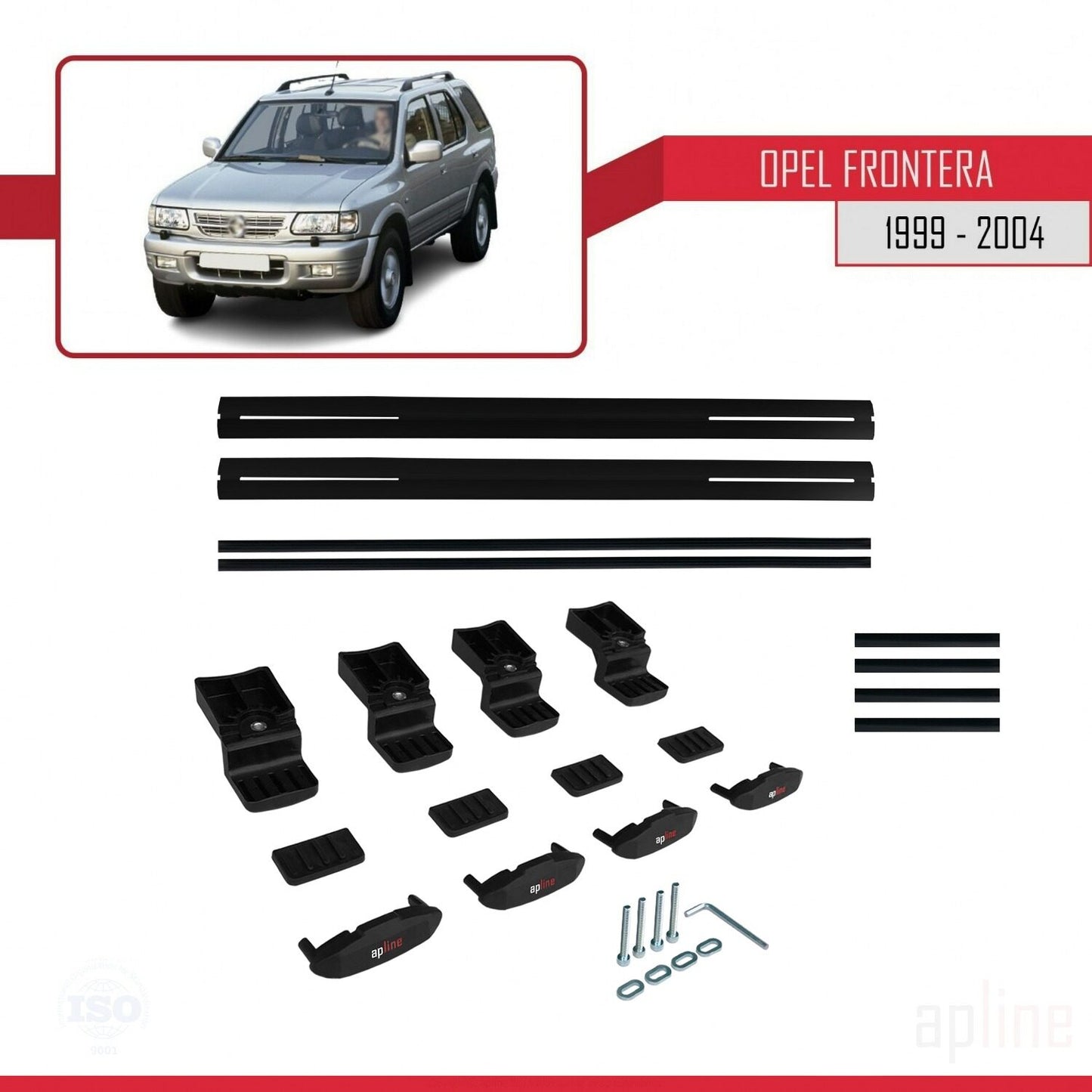 Compatible avec Opel Frontera 2 1999-2004 BASIC Model Barres de Toit Railing Porte-Bagages de Voiture Noir Aluminium 2 Barres