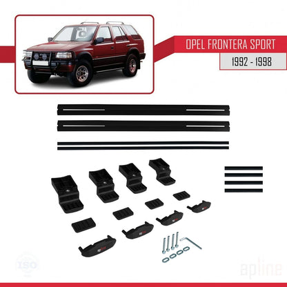 Compatible avec Opel Frontera Sport 1992-1998 BASIC Model Barres de Toit Railing Porte-Bagages de Voiture Noir Aluminium 2 Barres