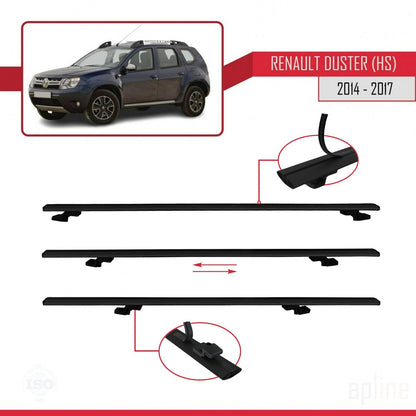 Compatible avec Renault Duster (HS) Post-Facelift 2014-2017 BASIC Model Barres de Toit Railing Porte-Bagages de Voiture Noir Aluminium 2 Barres