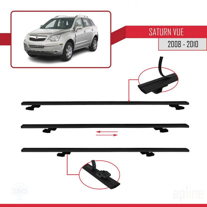 Compatible avec Saturn Vue 2 2008-2010 BASIC Model Barres de Toit Railing Porte-Bagages de Voiture Noir Aluminium 3 Barres