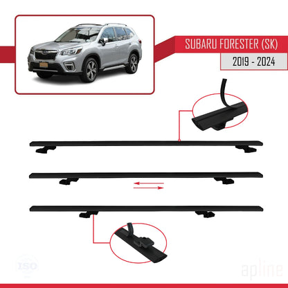 Compatible avec Subaru Forester 5 (SK) 2019-2024 BASIC Model Barres de Toit Railing Porte-Bagages de Voiture Noir Aluminium 3 Barres