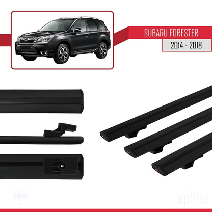 Compatible avec Subaru Forester 4 (SJ) 2014-2018 BASIC Model Barres de Toit Railing Porte-Bagages de Voiture Noir Aluminium 3 Barres