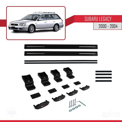 Compatible avec Subaru Legacy 3 (BE) 2000-2004 BASIC Model Barres de Toit Railing Porte-Bagages de Voiture Noir Aluminium 2 Barres