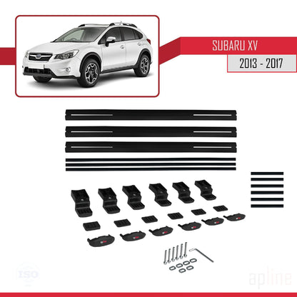 Compatible avec Subaru XV 2013-2017 BASIC Model Barres de Toit Railing Porte-Bagages de Voiture Noir Aluminium 3 Barres