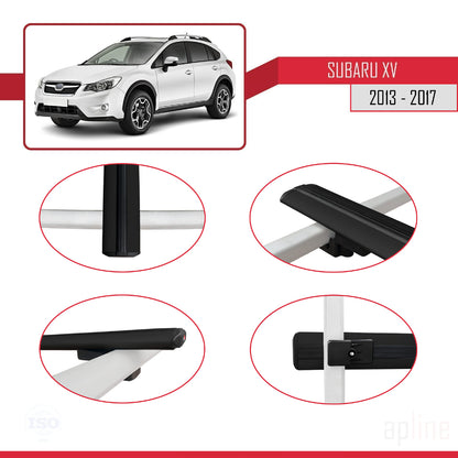 Compatible avec Subaru XV 2013-2017 BASIC Model Barres de Toit Railing Porte-Bagages de Voiture Noir Aluminium 3 Barres