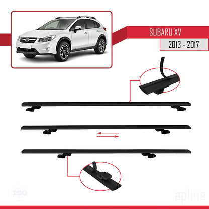Compatible avec Subaru XV 2013-2017 BASIC Model Barres de Toit Railing Porte-Bagages de Voiture Noir Aluminium 2 Barres