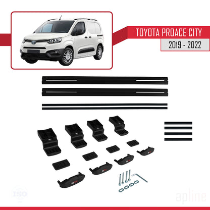 Compatible avec Toyota Proace City 2019-2022 BASIC Model Barres de Toit Railing Porte-Bagages de Voiture Noir Aluminium 2 Barres