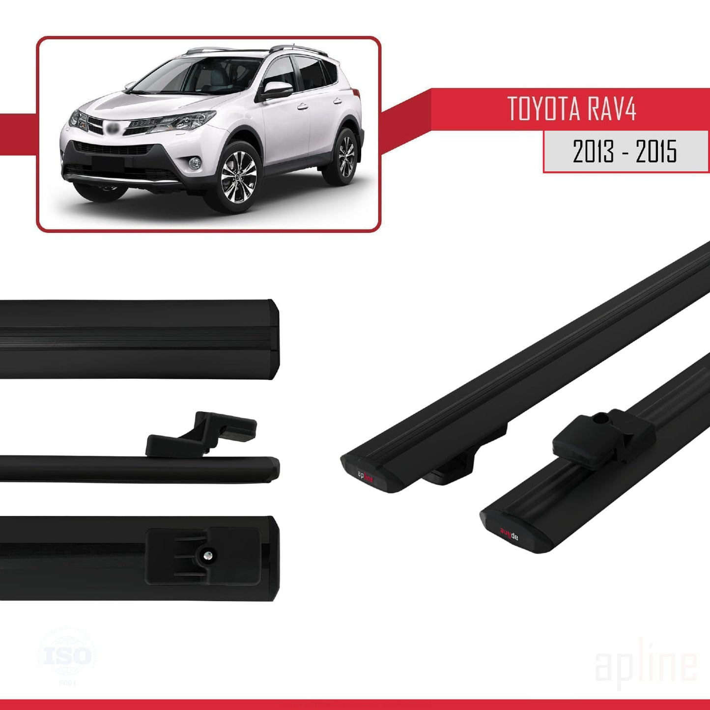 Compatible avec Toyota RAV4 IV (XA40) Pre-Facelift 2013-2015 BASIC Model Barres de Toit Railing Porte-Bagages de Voiture Noir Aluminium 2 Barres