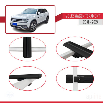 Compatible avec Volkswagen Teramont (CA1) 2018-2024 BASIC Model Barres de Toit Railing Porte-Bagages de Voiture Noir Aluminium 3 Barres