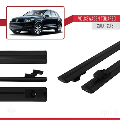 Compatible avec Volkswagen Touareg 2 (7P) Pre-Facelift 2010-2015 BASIC Model Barres de Toit Railing Porte-Bagages de Voiture Noir Aluminium 2 Barres
