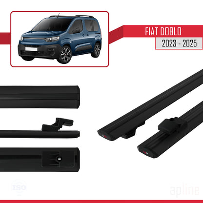 Compatible avec Fiat Doblo 3 2023-2025 BASIC Model Barres de Toit Railing Porte-Bagages de Voiture Noir Aluminium 2 Barres