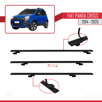 Compatible avec Fiat Panda Cross 2014-2025 BASIC Model Barres de Toit Railing Porte-Bagages de Voiture Noir Aluminium 2 Barres