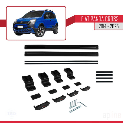 Compatible avec Fiat Panda Cross 2014-2025 BASIC Model Barres de Toit Railing Porte-Bagages de Voiture Noir Aluminium 2 Barres