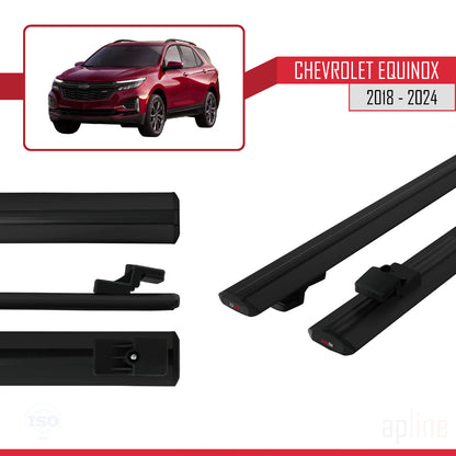 Compatible avec Chevrolet Equinox 2018-2024 BASIC Model Barres de Toit Railing Porte-Bagages de Voiture Noir Aluminium 2 Barres