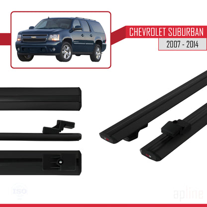 Compatible avec Chevrolet Suburban 2007-2014 BASIC Model Barres de Toit Railing Porte-Bagages de Voiture Noir Aluminium 2 Barres