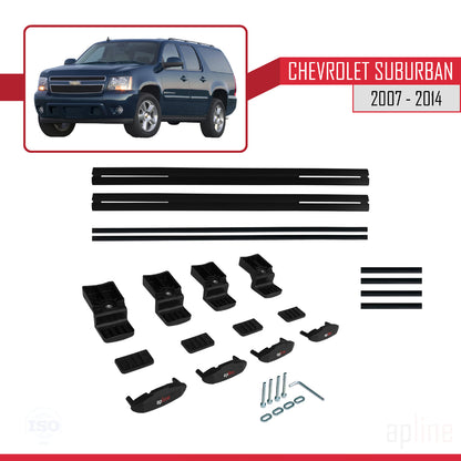 Compatible avec Chevrolet Suburban 2007-2014 BASIC Model Barres de Toit Railing Porte-Bagages de Voiture Noir Aluminium 2 Barres