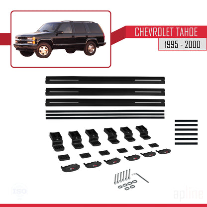 Compatible avec Chevrolet Tahoe 1995-2000 BASIC Model Barres de Toit Railing Porte-Bagages de Voiture Noir Aluminium 3 Barres