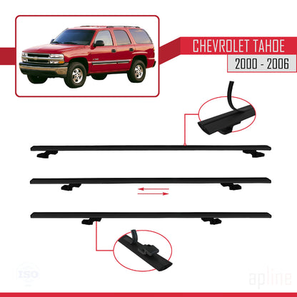 Compatible avec Chevrolet Tahoe 2000-2006 BASIC Model Barres de Toit Railing Porte-Bagages de Voiture Noir Aluminium 3 Barres