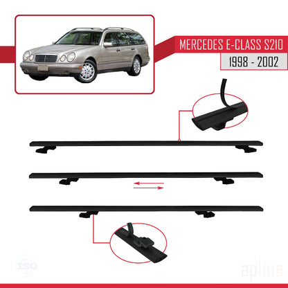Compatible avec Mercedes E Class S210 Wagon 1998-2002 BASIC Model Barres de Toit Railing Porte-Bagages de Voiture Noir Aluminium 2 Barres