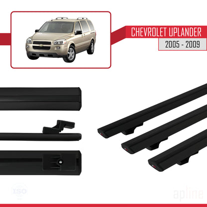 Compatible avec Chevrolet Uplander 2005-2009 BASIC Model Barres de Toit Railing Porte-Bagages de Voiture Noir Aluminium 3 Barres