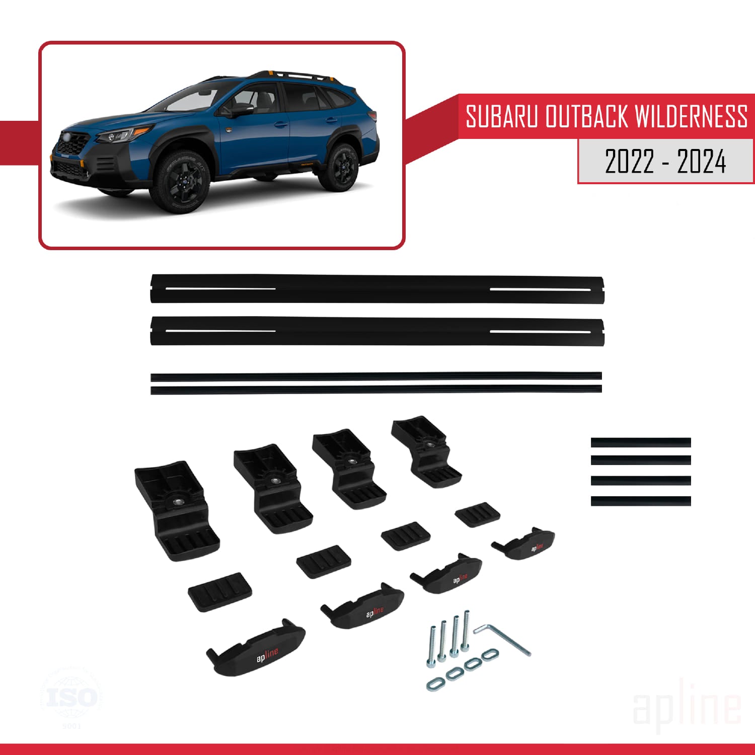 Compatible avec Subaru Outback Wilderness 2022-2024 BASIC Model Barres de Toit Railing Porte-Bagages de Voiture Noir Aluminium 2 Barres