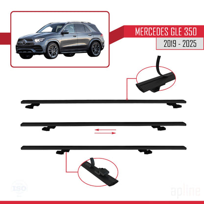 Compatible with Mercedes GLE Class 4 (W167) 2019-2025 BASIC Model Car Roof Rack Cross Bar Black Aluminium 3 Bars