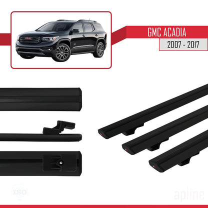 Compatible avec GMC Acadia 2007-2017 BASIC Model Barres de Toit Railing Porte-Bagages de Voiture Noir Aluminium 3 Barres