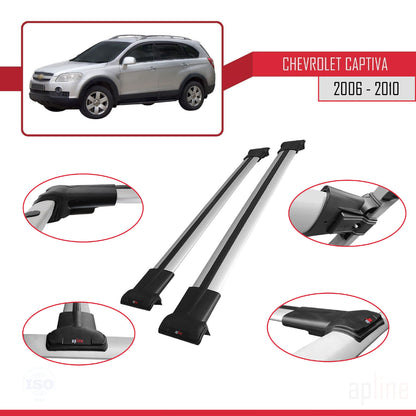 Compatible avec Chevrolet Captiva 2006-2010 FLY Model Barres de Toit Railing Porte-Bagages de Voiture Gris Aluminium 2 Barres